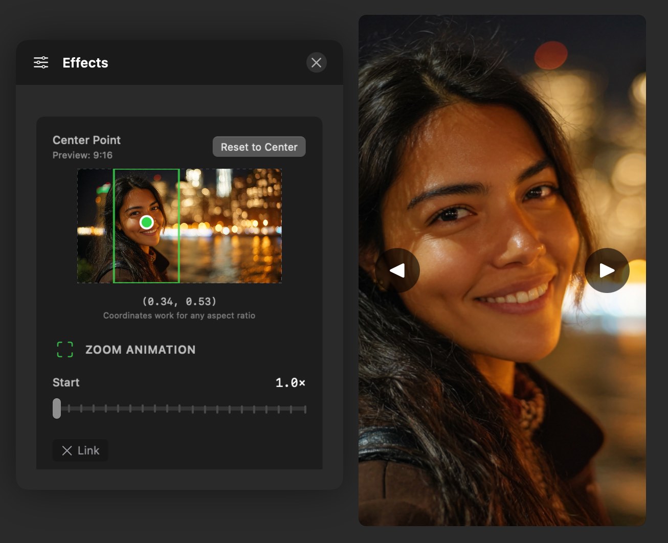 Auto-Crop & Zoom Focus Interface
